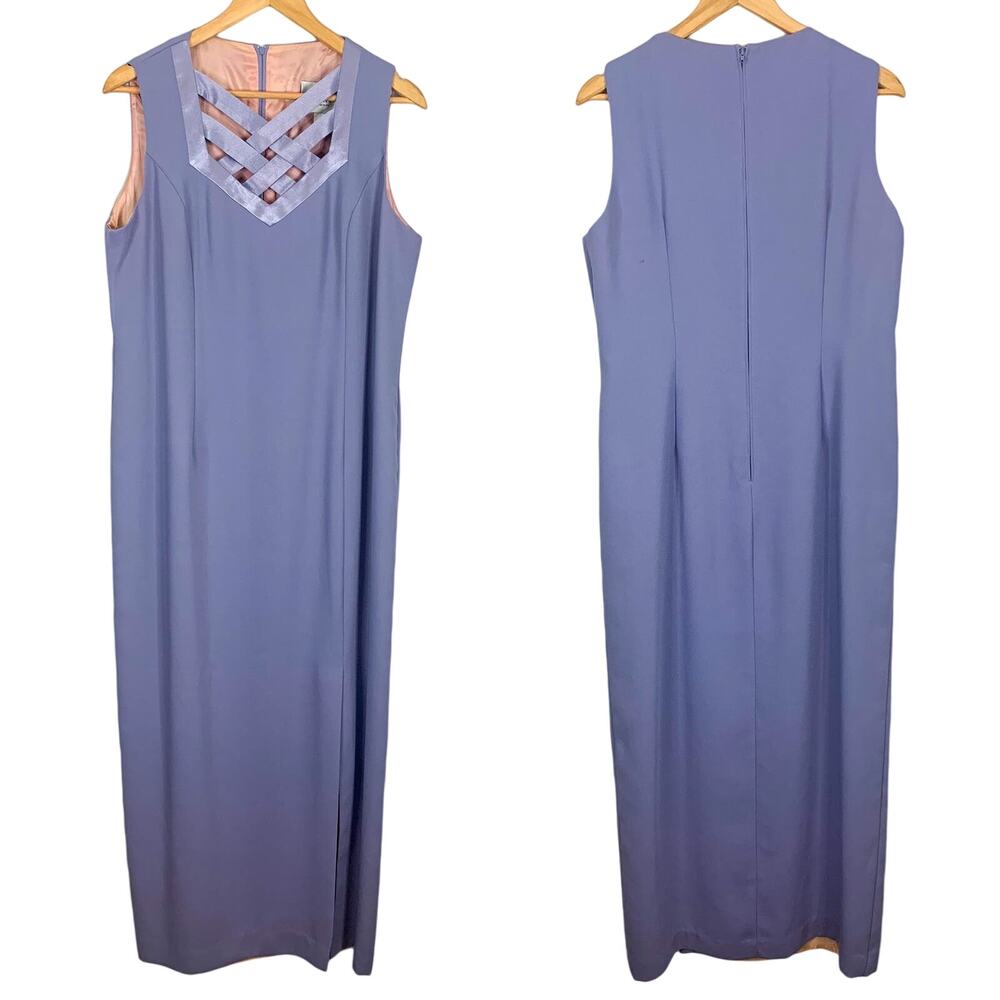 Caramia VINTAGE Purple Sheath Gown with Front Slit